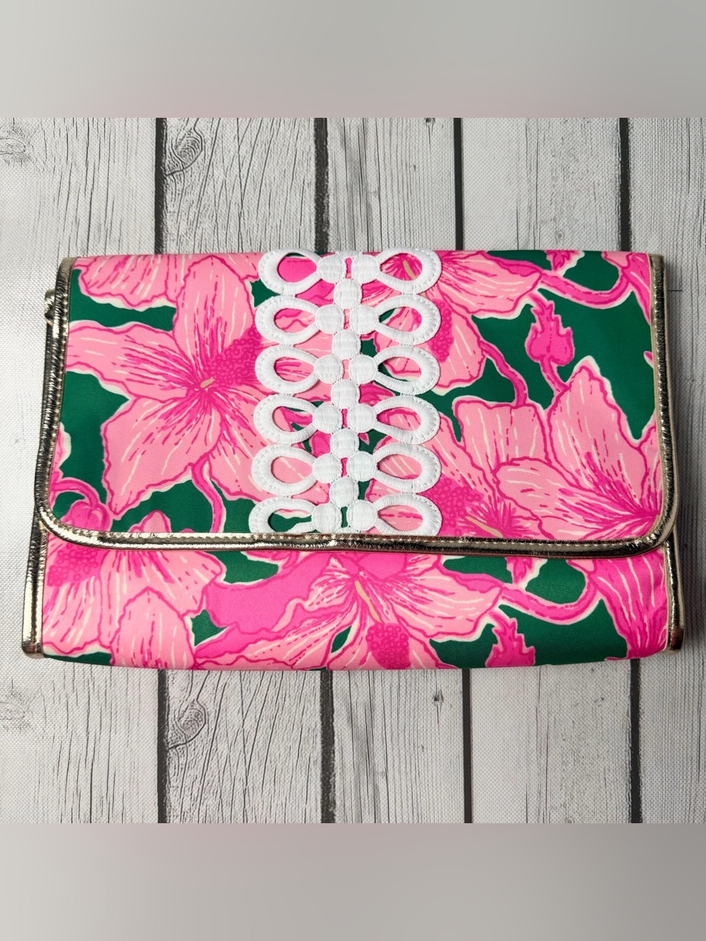 Lilly Pulitzer Envelope Pouch Clutch Hibis Kiss Floral Bag 8X12”
